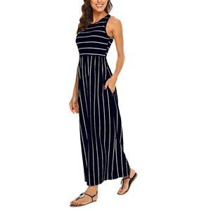 Navy Striped Maxi Dress